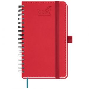 BEZEND Petit Agenda 2026 Semainier de Poche 15,5 x 9 cm, janvier à décembre 2026 (12 mois) avec Spirale Couverture Souple en Cuir PU, Rouge (Bezend, neuf)