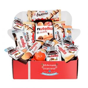 Boîte de chocolats, Coffret cadeau original pour anniversaires, Noël, enfants, amoureux, Kinder Bueno, Happy Hippo, Kinder Joy, Nutella B-ready, Nutella biscuits, Coffret chocolat a offrir original (WorldArco, neuf)