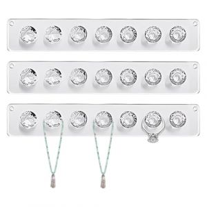 3 Pi&egrave;ces Rangement Mural pour Bijoux, Porte Collier, Porte Bijoux Mural, Organisateur de Bijoux pour Colliers, Bracelets, Fixation Adh&eacute;sive Facile, D&eacute;coration (Acrylique Transparent) (ANETTEE GLOBALISS, neuf)