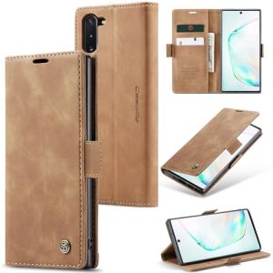 Sojlecyu Coque pour Samsung Galaxy Note 10 Case &agrave; Rabat Pochette Portefeuille Etui Premium en Cuir PU Flip CaseHousse Protection Fermeture Magnetique Cover pour Samsung Galaxy Note 10, Marron (Sojlecyu EU, neuf)