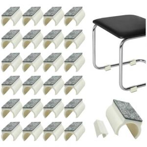 24 Pi&egrave;ces Patin de Chaise en Forme de U Pieds de Chaise en Plastique Patin Chaise de Table en Forme de U Patin de Glissement avec Patins en Feutre pour Chaise en Porte-&agrave;-Faux (Blanc,19mm) (SHAIYOU, neuf)