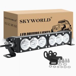 SKYWORLD 29cm LED Light Barre, 12 Pouces 60W 12V 24V Spotlight Barre d'éclairage LED, Barre Lumineuse LED pour Offroad Camion SUV ATV 4x4 Voiture Véhicules, 6000K Blanc Rampe de Phare LED (SKYWORLD-EU, neuf)