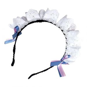 Bandeau &agrave; cheveux avec n&oelig;uds en dentelle pour femme de chambre Anime Jeu de r&ocirc;le Bandeau avec n&oelig;ud pour tenue d&eacute;contract&eacute;e ou costume (guangzhoubocikejiyouxiangongsi, neuf)