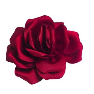 Baesics Broche fleur rose rubis aspect soie – Broche 2 en 1 pour femme et pince à cheveux style vintage élégant bohème chic accessoire pour blazer, robe, chapeau, veste, mariage, fête, séance photo (Baesics-de, neuf)