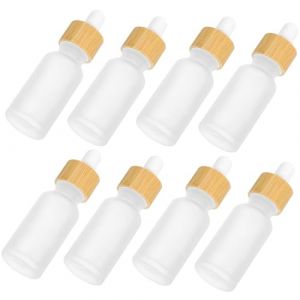 Hemobllo Lot de 8 Flacons en Verre D&eacute;poli 20 Ml Pipette Compte-Gouttes et Bouchon Bambou, pour Huiles Essentielles, Soins Cutan&eacute;s et Stockage S&eacute;curis&eacute; en Voyage (Leopolerd, neuf)