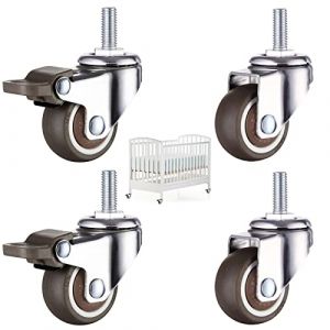 4 Pièces Roulettes pour Meubles Roulette Chaise Bureau Roulettes de Filetées M8 X 15mm, 2 avec Freins + 2 Sans Freins Pivotant Sur 360°, Capacité de Charge de 40Kg, Roulettes de Meubles en Caoutchouc (AnHuiTieWo, neuf)