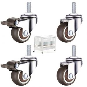 4 Pièces Roulettes pour Meubles Roulette Chaise Bureau Roulettes de Filetées M8 X 25mm, 2 avec Freins + 2 Sans Freins Pivotant Sur 360°, Capacité de Charge de 40Kg, Roulettes de Meubles en Caoutchouc (AnHuiTieWo, neuf)