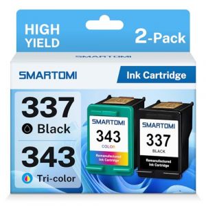 SMARTOMI 337 343 Cartouches compatibles avec HP 337 343 XL Cartouches d'encre pour HP DeskJet 5940 6940 6980 D4160, PhotoSmart 2570 2575 8030 C4180 C4190 D5160, OfficeJet H470 6310 6315 K7100 (SMARTOMI-EP, neuf)