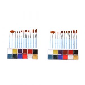 VILLCASE 2 Ensembles pinceau body painting malette rangement plastique stylos de maquillage visage peintures corporelles à base d'eau kits de maquillage pour le visage plastique PP (Farrar Fae, neuf)