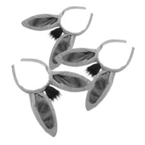 Yardenfun Lot De 3 Serrage-t&ecirc;tes Oreilles D&rsquo;&acirc;ne En Peluche Ultra Doux Gris, Kit De Costume D&rsquo;&acirc;ne Pour Gar&ccedil;on Et Filles Et Adultes, Accessoires Cosplay F&ecirc;te D&rsquo;anniversaire Et Soir&eacute;e D&eacute;guis&eacute;e (Wope, neuf)
