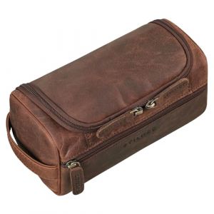 STILORD 'Rowan' Vintage Trousse de Toilette &agrave; Suspendre Homme Cuir Sac de Toilette Grand Trousse Maquillage Femme Cuir V&eacute;ritable pour Voyage, Couleur:Zamora - Marron (STILORD Cuir, neuf)