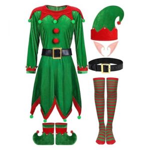 G&eacute;n&eacute;rique D&eacute;guisement Mere Noel Femme P&egrave;re No&euml;l Adulte Costume M&egrave;re Deguisement Pere Lutin Ceinture Tenue Sexy Robe De Grande Taille (MIdenan, neuf)