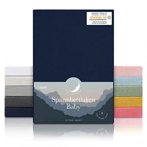 Laleni Drap Housse en Jersey 100x100 cm - Certifié Oeko-TEX 100% Coton Pour Tapis de Parc, Matelas Parc et Lit Parapluie en Bleu (Everbrent, neuf)