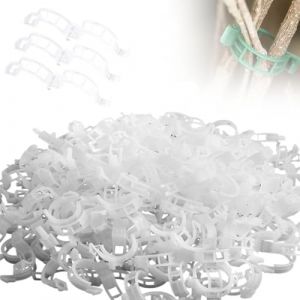 Toerjii Clip en Plastique S&eacute;curis&eacute; pour Plantes,Clips Support pour Attacher Les Plantes de Jardin Clips pour Les L&eacute;gumes Tomate Vigne Tiges de Croissance Droit et Plus Sain (100, Blanc) (LUSIUS, neuf)