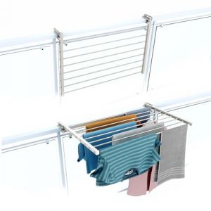 foxydry Étendoir à linge de garde-corps extérieur résistant en acier inoxydable et aluminium Duo pour terrasses, balcons et garde-corps - Longueur 82 cm (blanc, 82 cm) (Foxydry, neuf)