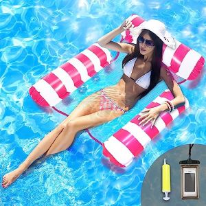 Bouee Piscine Adulte, Hamac Flottant Matelas Piscine Gonflable Siege Piscine Transat (Rose) (Hoshin-FR, neuf)