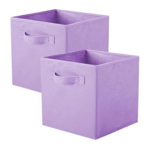 powerking Lot de 2 cubes de rangement pliables en tissu pour une utilisation en forme de cube Violet clair (PowerKing FR, neuf)