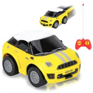 Mini Modèle de Voiture Jouet Enfant, 2,4 GHz Enfants Jouets Friction Véhicules, Mini Voitures à Tirer, Petite Voiture Miniature, Voitur-e Friction, Mi-ni Jouet de Voitur-e, Extérieur Intérieur (Jaune) (Kangteni-EU, neuf)