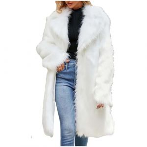 AEGJEGVD 2024 Veste Fausse Fourrure Femme mi Longue Léopard Manteau en Fourrure synthétique Veste d'hiver Chaude Manteau Élégant Couleur Unie Fluffy Manteau en Fausse Fourrure Polaire Coat Jacket (⭐⭐⭐⭐⭐AEGJEGVD⭐⭐⭐⭐⭐, neuf)
