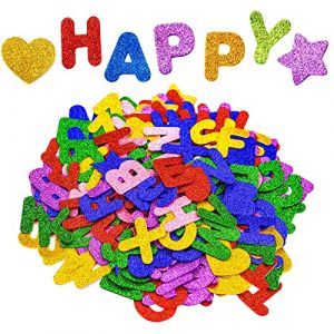 168 Pcs Stickers Lettres en Mousse, Lettres de l'alphabet Stickers Autocollants étoiles Coeur letters Glitter Mousse Activités Manuelles DIY Art Décoration pour Enfants et Adultes (DAUGAVIETE, neuf)