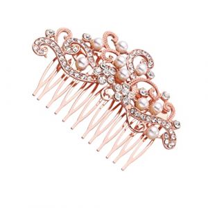 FRCOLOR Accessoires de costumes femmes peigne &agrave; cheveux orn&eacute; de bijoux peigne en or rose enterrement de de jeune fille - Ornement capillaire femme - Ornement capillaire mari&eacute;e Golden (Laners, neuf)