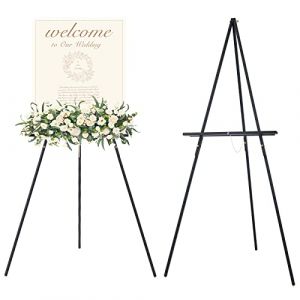 MEEDEN Chevalet Mariage en Bois de 64 pouce / 163cm en Pin Noir avec Hauteur Réglée, Chevalet Bois pour Mariage, Affiche, Exposition, Présentation Accueillant La Toile Jusqu’à 40 pouce / 102cm (MEEDEN ART FR, neuf)