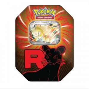 Pokémon – Boîte en Métal Team Rocket 2025 | 1 Carte Promo Brillante (Mewtwo ex/Nidoking ex/Persian ex) + 4 Boosters | Coffret Officiel JCC Modèle Aléatoire (MEDIAZONE, neuf)