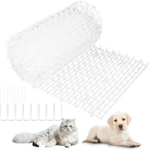 AKOLAFE Grille d'épines, Contre Les Chats, 30 x 200 cm, en Plastique, avec 8 Pointes, Blanche, pour Chiens, Chats, Animaux Sauvages, intérieur et extérieur (LU YUANWEI, neuf)