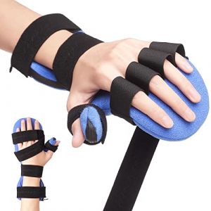 Attelle de Main au Repos, Attelle de Nuit pour 5 Doigts et Poignet, Stabilisateur de Main pour Arthrite, Douleur du Canal Carpien, Tendinite, Spasme Mineur, Mains Droite et Gauche - L/XL (Bleu) (Weiying Technology, neuf)