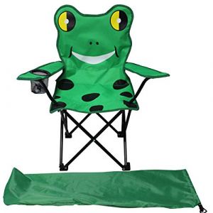 Chaise Pliante Fauteuil de pêche, de camping, pour enfant, avec porte-gobelet et sac, pour se détendre, peu encombrant, vert (Mojawo, neuf)