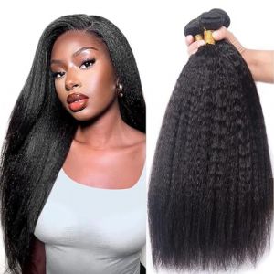 AiPliantfis Tissage Bresilien boucle Yaki Wave Human Hair Bundles Real Hair Bundles Tissage Cheveux Humain Tissage Cheveux Naturels Brésilien 100% Unprocessed Virgin Hair Bundles 22 24 26 Pouce (GongBei Hair, neuf)