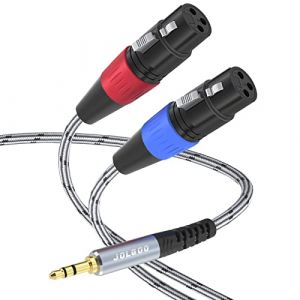 JOLGOO Câble de microphone stéréo double XLR femelle vers TRS 3,5 mm, 2 XLR femelle vers 1/8" TRS stéréo Y Splitter Patch Cable, 4,5 M (JolgooDirect, neuf)