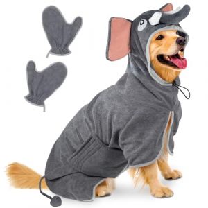Bibykivn Peignoir pour Chien en Microfibre, Serviette pour Chien Super Absorbante, Lavable Serviette pour Animaux Peignoir de Bain, Réglable Peignoir pour Douche Natation (Éléphant, XL) (Bibykivn, neuf)