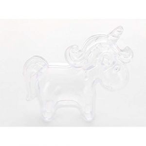 Contenant &agrave; drag&eacute;es Licorne en plastique par 6 (Tendance Dragees, neuf)