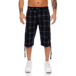 Kendindza Collection Homme 3/4 Cargo Pantalon Pantacourt Short de Bermuda Court Vetement Regular Ceinture Carreaux avec Poche d'&eacute;t&eacute; Grande Taille Coton (Noir 665, XXL) (Kendindza Collection, neuf)