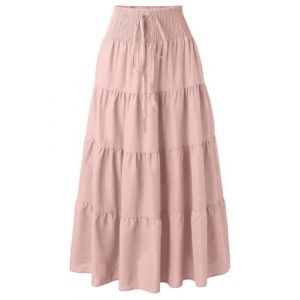 Adigaber 2 en 1 Jupon Femme Long Taille Haute Longue Maxi Jupe Bohême Tour de Taille Elastique Jupe Maxi Décontractée Vacances L'été Plage (ADIGABER, neuf)