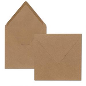 75x Enveloppes carr&eacute;es en papier kraft brun sable - 15,5 x 15,5 cm - sans fen&ecirc;tre, &agrave; collage humide - 120 g/m&sup2; - Pour les cartes d'invitation de mariage, d'anniversaire et autres -Serie FarbenFroh (GUSTAV NEUSER GmbH, neuf)