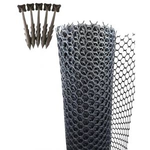 EraGreen Grille de protection pour gazon 1,3 m de largeur x 15 m de longueur 15 Pieux de terre GRATUITS &ndash; Stable et carrossable | Grille de gazon pour jardin, all&eacute;e, enclos pour poules et talus | (EraGreen, neuf)