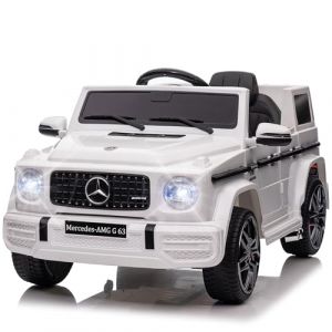 Voiture &eacute;lectrique Mercedes-Benz G63 pour Enfants 12 V, Voiture &eacute;lectrique 2 Portes avec t&eacute;l&eacute;commande 2,4 GHz, MP3, Musique, &eacute;clairage LED, v&eacute;hicule Cadeau pour gar&ccedil;ons et Filles, Blanc (SKANLE SHOP, neuf)