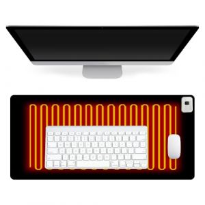 Rakuker Tapis Chauffant Bureau, 82 * 40cm Tapis de Souris Chauffant Intelligent avec 7 R&eacute;glages de Temp&eacute;rature, Arr&ecirc;t Automatique de 4 Heures, Tapis de Bureau Chauffant pour Jeux de Bureau/Maison (FUNRPETA S.R.L., neuf)