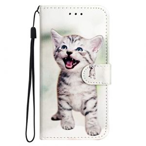 BLOTECH Enfant Fille &Eacute;tui pour Honor X7 Housse en PU Coque &agrave; Rabat &Eacute;tui en Cuir Color&eacute; Etui &agrave; Rabat Porte-Carte et Antichoc Pochette pour Honor X7,Chat Mignon (Bolong, neuf)