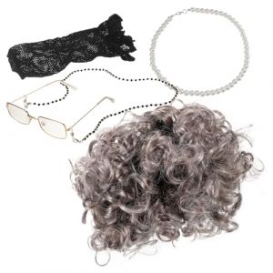 GALPADA 1Ensemble Perruque Perles et Accessoires de Cosplay pour Costume de Mamie pour Événements Thématiques et Représentations (Hargrove Hare, neuf)