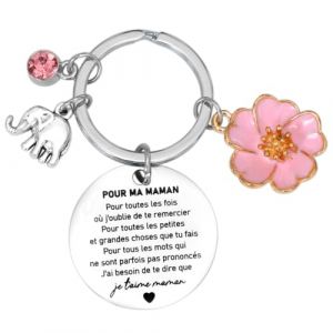 Porte cle Fete des Meres, Porte-cl&eacute;s Cadeau pour Maman, Maman-style01, Id&eacute;e Cadeaux Grav&eacute;s en Acier Inoxydable pour les Anniversaires, le Nouvel An, No&euml;l, P&acirc;ques et Autres Occasions (WEIMEIYING, neuf)
