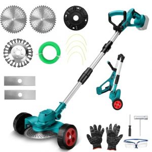 Débroussailleuse sans fil pour Makita 18 V (sans batterie), avec lames de coupe 4 en 1, fil de débroussailleuse, tondeuse à gazon, coupe-bordures de roue pour tondeuse à gazon, roues (violalook, neuf)