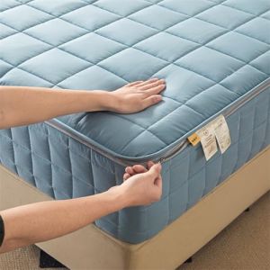 Housse de Matelas Intégrale Demenagement 140x190 Personnalisable Housse pour Matelas de Protection avec Fermeture Éclair Respirante Protege Matelas Matelassé à Cinq Côtés Surmatelas(90x190+15cm,Blue B (LJQAILJYLJY, neuf)