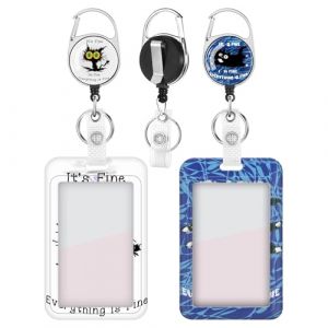 BESARME Lot de 2 porte-badges rétractables avec clip robuste avec porte-badge vertical coulissant en plastique rigide pour femmes, infirmières, enseignantes, étudiantes (chat) (Fast Media Ships From USA, neuf)