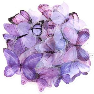 40 Pièces Autocollants Papillon, Autocollants Stickers Décoration Scrapbooking Étanche Transparents pour Téléphone Portable/Livre/Meuble/Bagages/Scrapbooking/Album Autocollants - Violet Papillon (AnBeiSiEr, neuf)