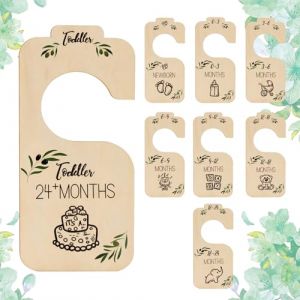 Bois separateur penderie Bebe, 8 PCS Double Face séparateur penderie bébé 0-24 Mois Organisateur Dressing Bebe Unisex séparateurs de Taille bébé pour Les Cadeaux décoratifs de Soins de bébé (My Smart Choice 5, neuf)