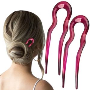&Eacute;pingle &agrave; cheveux en forme de U avec m&egrave;che torsad&eacute;e fran&ccedil;aise, 2024 nouvelles &eacute;pingles &agrave; cheveux en forme de U pour accessoires de coiffure avec m&egrave;che torsad&eacute;e fran&ccedil;aise, (rouge rose*2) (baitianminggewg, neuf)