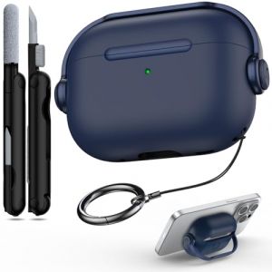 R-fun &Eacute;tui Compatible avec Apple Airpods Pro (2023/2022/2019, 2e/1re g&eacute;n&eacute;ration), c&acirc;ble USB-C/Lightning, &eacute;tui pour Casque de Musique avec verrou de s&eacute;curit&eacute; et kit de Nettoyage,Bleu Marine (Her Vision, neuf)